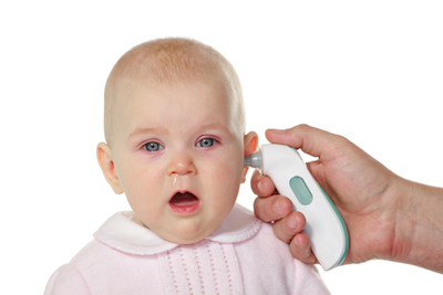 Sick Baby with Thermometer