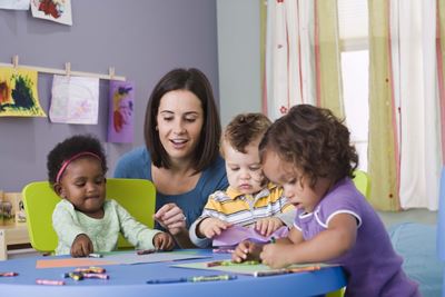 Kids at Daycare with Teacher