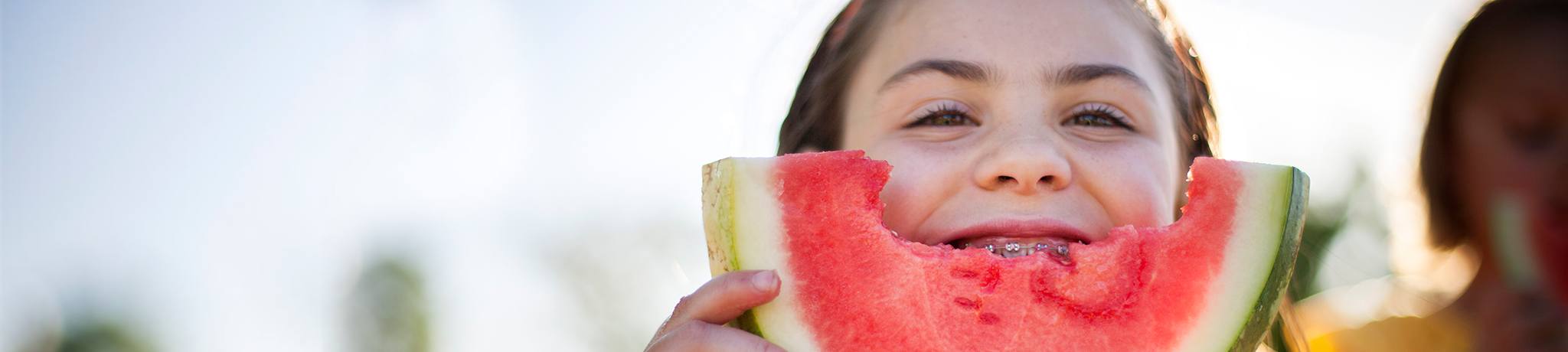 Girl eating watermelon