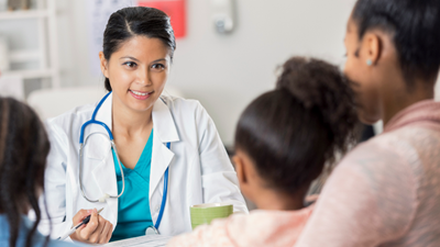 Doctor speaks with family