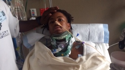 DJ in a hospital bed