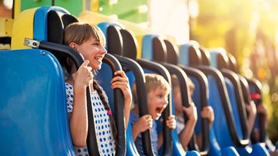 Kids on rollercoaster