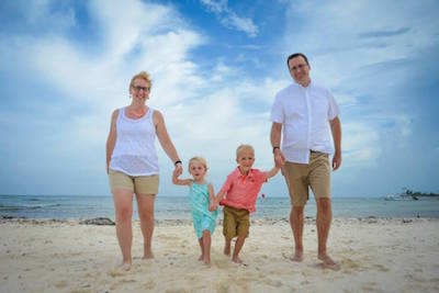 Family Walking on Beach