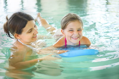 Mom and Daughter at Swimming Lessons