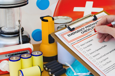 Emergency Evacuation Plan with supplies