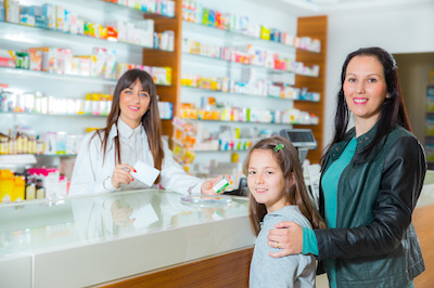 Mother and Daughter at Pharmacy