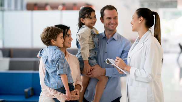 Family speaks with doctor