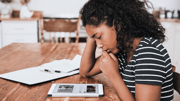 teen girl using tablet